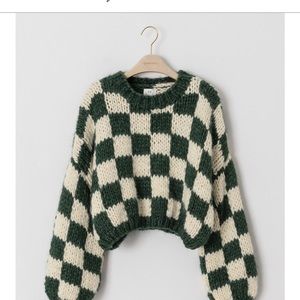 Check please hand knit sweater (color green ) never worn